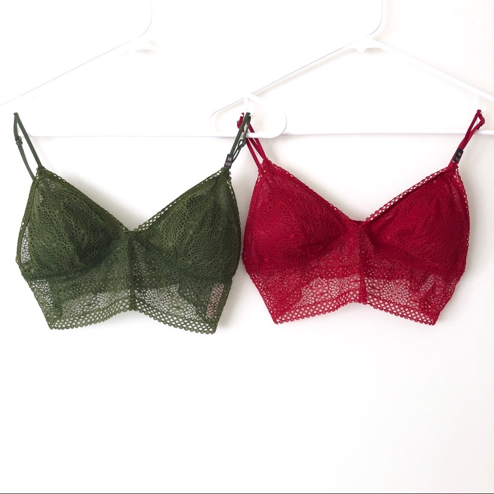 Victoria’s Secret Green Red Lace Bralettes Pack 2